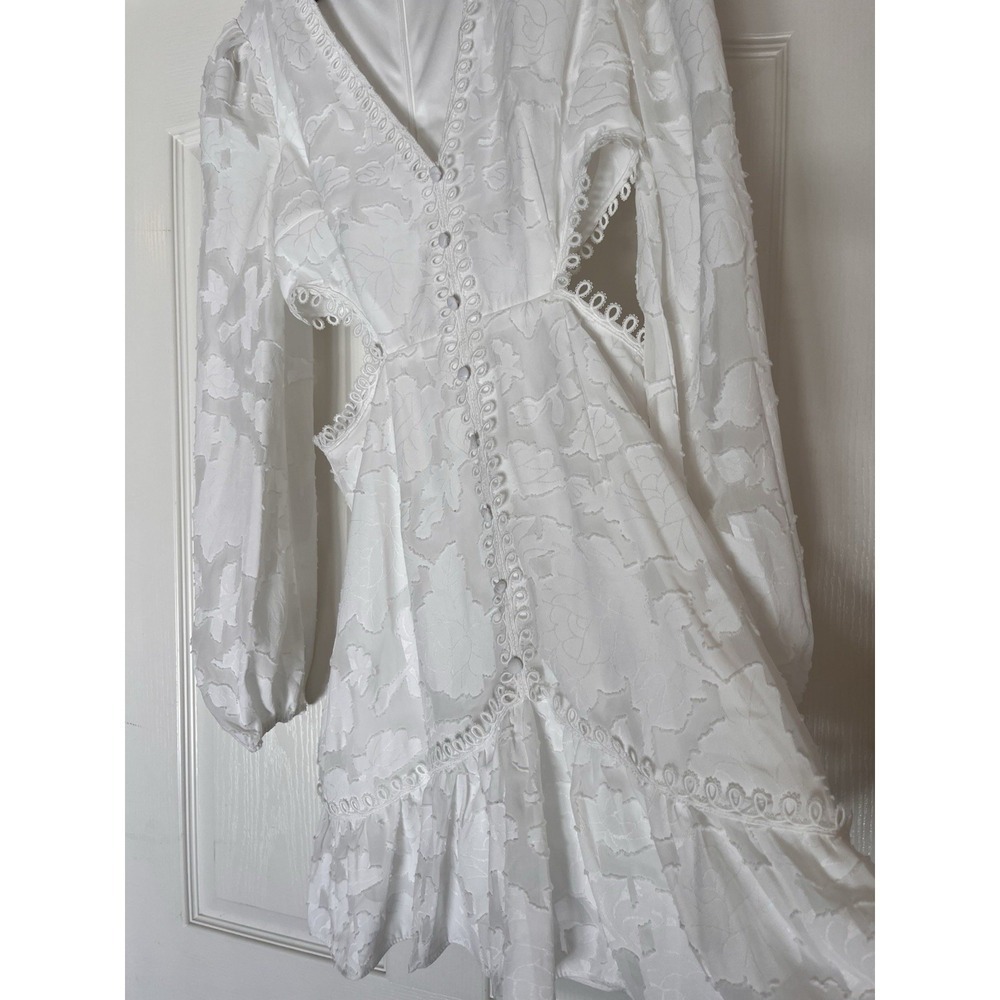 Lulu's All Over Floral Cut Out Button Mini Bridal Wedding Bachelorette Dress S - Picture 4 of 9